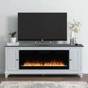 Liberty Furniture FIRE-BOX-417-80FTS Fireplace TV Consoles - 417 80" Console With Fire FTS - White