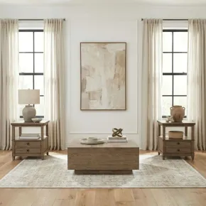 Liberty Furniture 939-OT-O3PCS Artisan Home - Opt 3 Piece Set (Cocktail Table & Two 2 Drawer End Tables) - Sienna Stone