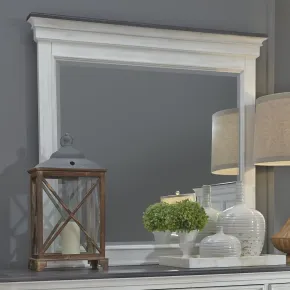 Liberty Furniture 417-BR52 Allyson Park - Crown Mirror - Wirebrushed White / Charcoal