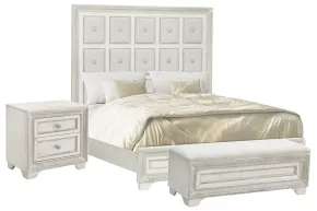 Pulaski Furniture P269-BR-K3-KIT9 Pulaski Furniture P269-BR-K3-KIT9 Camila - King Upholstered Bed, With Nightstand And Bench - Creamy White