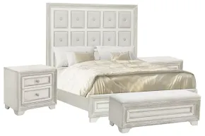 Pulaski Furniture P269-BR-K1-KIT10 Pulaski Furniture P269-BR-K1-KIT10 Camila - Queen Upholstered Bed, With 2 Nightstands And Bench - Creamy White