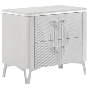 Coaster Fine Furniture 215792 Cassia - 2-Drawer Nightstand Bedside Table - White High Gloss