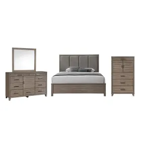 New Classic 00-B3412-24C New Classic 00-B3412-24C Harrisburg - 6/0 Western King 4 Piece Bedroom Set (Bed, Dresser, Mirror, Chest) - Walnut