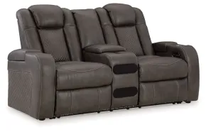 Ashley Furniture 3660218 Ashley Furniture 3660218 Fyne-Dyme - Power Reclining Loveseat with Console/Adj Hdrst - Shadow