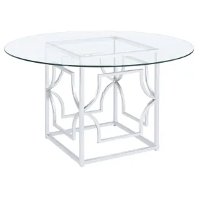 Coaster Fine Furniture 192561BG Starlight - Round Glass Top Metal Dining Table - Chrome