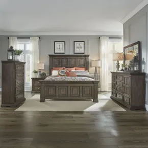Liberty Furniture 361-BR-CPBDMCN Liberty Furniture 361-BR-CPBDMCN Big Valley - 5 Piece Bedroom Set (California King Panel Bed, Dresser & Mirror, Chest, Nightstand) - Brownstone