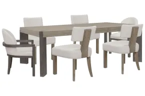 Pulaski Furniture P402240-KIT65 Pulaski Furniture P402240-KIT65 Anderson Park - Leg Dining Table With 4 Klismos Dining Chairs And 2 Host Chairs - Moose Trail / Frontier Brown