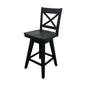 Intercon BS-BS-375W-BLK-K24 Wooden Barstool With X Back - Black