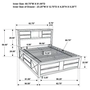 CoasterEssence 202701Q Briana - Wood Queen Storage Bookcase Bed - Black