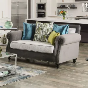 Furniture of America SM2286-LV Mariella - Loveseat - Gray / Beige / Teal / Olive