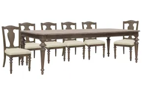 Pulaski Furniture P412240-KIT9 Pulaski Furniture P412240-KIT9 Saddle Creek - Extendable Leg Dining Table With 6 Wood Back Side Chairs - Timber Brown