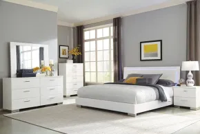 CoasterEssence 203500Q-S5 Felicity - Queen 5 Piece Bedroom Set - White High Gloss