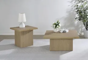 Coaster Fine Furniture 710918-S2 Devar - 2 Piece Square Cocktail Coffee End Table Set - Latte