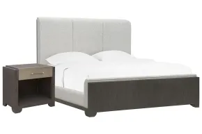 Pulaski Furniture P402-BR-K5-KIT7 Pulaski Furniture P402-BR-K5-KIT7 Anderson Park - California King Upholstered Panel Bed With Open Nightstand - Moose Trail / Frontier Brown