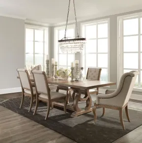 CoasterEssence 110291-S7 Brockway - 7 Piece Extension Leaf Dining Set - Barley Brown