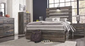 Ashley Furniture B211/31/36/46/87/84/50(2)/B100-12/92(2) Ashley Furniture B211/31/36/46/87/84/50(2)/B100-12/92(2) Drystan - 10 Pc. - Dresser, Mirror, Chest, Full Panel Bed with 4 Side Drawers, 2 Nightstands - Brown / Beige