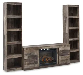 Ashley Furniture EW0200W10 Derekson - 3-Piece Entertainment Center With Electric Fireplace - Multi Gray