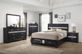 CoasterEveryday 206361KE-S5 Miranda - 5 Piece King Platform Storage Bedroom Set - Black