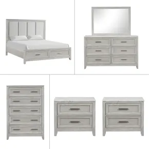 New Classic 00-2442-26N New Classic 00-2442-26N Fiona - 6/0 California King 6 Piece Bedroom Set (Bed & Dresser & Mirror & Chest & 2 Nightstands) - Gray