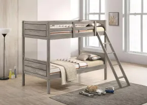 Coaster Fine Furniture 400818-SM Ryder - Wood Twin Over Twin Bunk Bed With Mattress - Weathered Taupe