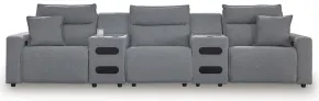 Ashley Furniture 65906S13 Modmax II - 5-Piece Power Reclining Sectional With 2 Audio Consoles - Salt And Pepper