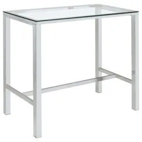 CoasterEssence 104873 Tolbert - Rectangular Glass Top Pub Bar Table - Chrome