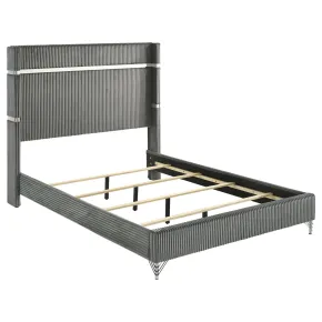 Coaster Fine Furniture 224991Q Lucia - Upholstered Queen Panel Bed - Gray