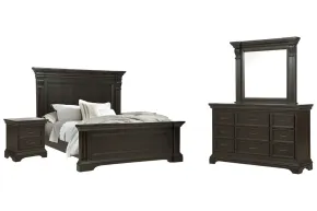 Pulaski Furniture P012-BR-K3-KIT4 Pulaski Furniture P012-BR-K3-KIT4 Caldwell - King Panel Bed, 2 Nightstands And Drawer Dresser With Mirror - Smoked Molasses