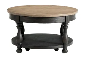 Riverside Furniture 32301 Barrington - 2 Tone Round Cocktail Table - Antique Oak / Matte Black