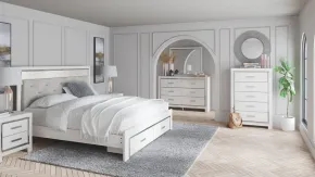 Ashley Furniture B2640/31/36/56S/58/95/B100-14 Ashley Furniture B2640/31/36/56S/58/95/B100-14 Altyra - King Upholstered Storage Bed - 6 Pc. - Dresser, Mirror, King Bed - White