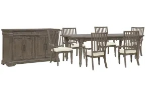 Pulaski Furniture P413240-KIT14 Pulaski Furniture P413240-KIT14 Madison Ridge - Extendable Leg Dining Table With 6 Arm Chairs And Server - Natural Bark