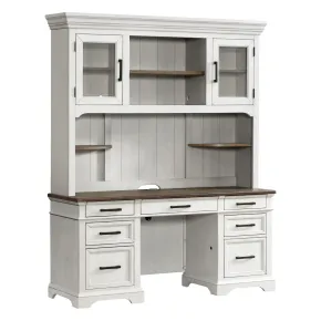 Intercon DK-HO-6852H-RFO-C Drake - Credenza Hutch - Rustic White / French Oak