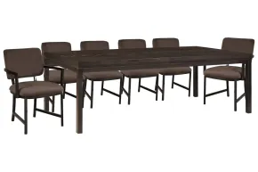 Pulaski Furniture P419240-KIT22 Pulaski Furniture P419240-KIT22 Modern Mosaic - Leg Dining Table With 4 Side Chairs And 2 Arm Chairs - Brown