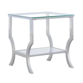 CoasterEssence 720337 Saide - Square Glass Top Side End Table - Chrome