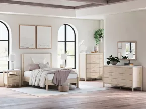 Ashley Furniture B2615/231/36/87/84/B100-12 Ashley Furniture B2615/231/36/87/84/B100-12 Cadmori - 5 Pc. - Dresser, Mirror, Full Upholstered Panel Bed - Two-tone