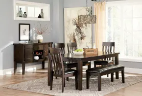 Ashley Furniture D596/35/01(4)/00 Ashley Furniture D596/35/01(4)/00 Haddigan - 6 Pc. - Extension Table, 4 Side Chairs, Bench - Dark Brown