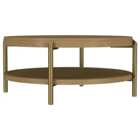 Coaster Fine Furniture 706188 Arini - Round Coffee Table With Storage Shelf - Sand Wash