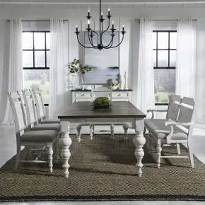 Liberty Furniture 237-DR-6RTS Liberty Furniture 237-DR-6RTS River Place - 6 Piece Rectangular Table Set - Riverstone White & Tobacco