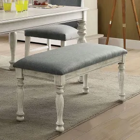 Furniture of America CM3872WH-BN Siobhan - Bench - Antique White / Gray