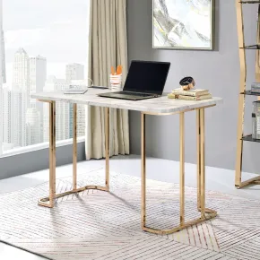 Furniture of America CM-DK919WH Delphine - Desk - Gold / White