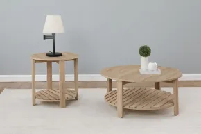 Coaster Fine Furniture 710288-S2 Fowler - 2 Piece Round Coffee And End Table Set - Natural