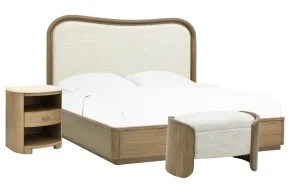 Pulaski Furniture BP432-170QN-KIT19 Pulaski Furniture BP432-170QN-KIT19 Leeza - Queen Upholstered Panel Bed, With Accent Nightstand And Bench - Brown