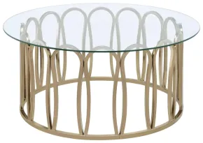 CoasterEssence 708058 Monett - Round Glass Top Coffee Table - Chocolate Chrome