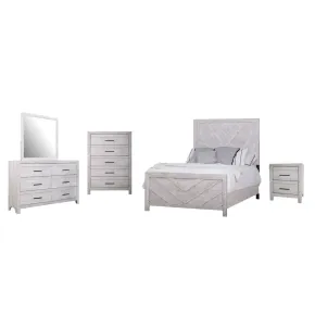 New Classic 00-3314-35C New Classic 00-3314-35C Biscayne - 5/0 Queen 5 Piece Bedroom Set (Bed, Dresser, Mirror, Chest, Nightstand) - Driftwood