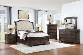 New Classic 00-493B-36N New Classic 00-493B-36N Lyndhurst - 5/0 Queen 6 Piece Bedroom Set (Bed, Dresser, Mirror, Chest, 2 Nightstands) - Walnut
