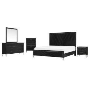 New Classic 00-B1891-25C New Classic 00-B1891-25C Ava - 6/0 Western King 5 Piece Bedroom Set (Bed & Dresser & Mirror & Chest & Nightstand) - Black