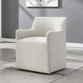 ACME DN02806 Cafell - Arm Chair With Swivel Casters - Cream