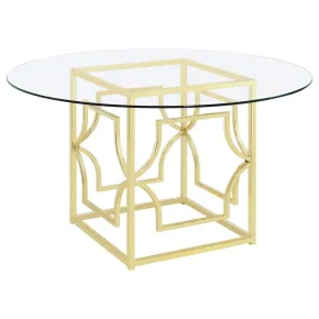 Coaster Fine Furniture 192641BG Starlight - Round Glass Top Metal Dining Table - Brass