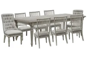 Pulaski Furniture P091240-KIT45 Pulaski Furniture P091240-KIT45 Madison Ridge - Extendable Leg Dining Table With 6 Side Chairs And 2 Host Chairs - Bluff Gray
