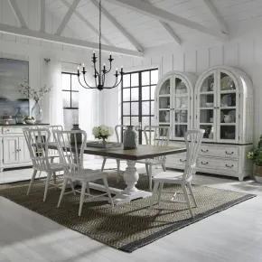 Liberty Furniture 237-DR-7TRS River Place - 7 Piece Trestle Table Set - Riverstone White & Tobacco